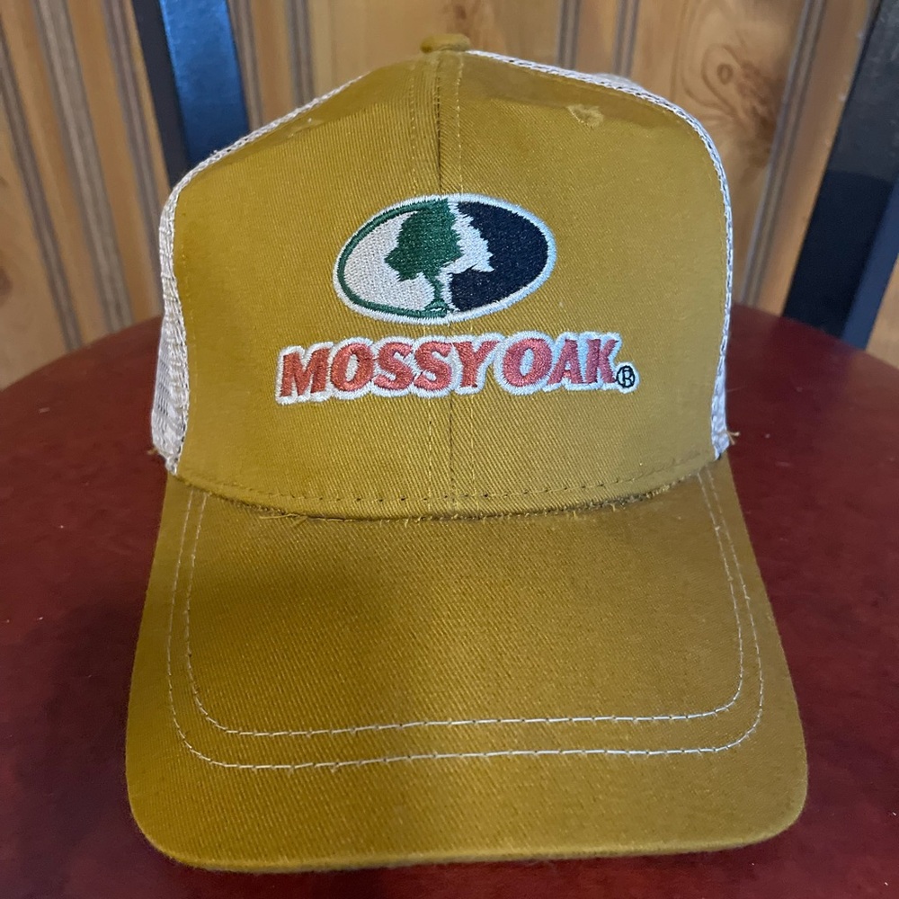 Mossy Oak Mustard Yellow Cap Mesh Trucker Hat Snap OSFM outdoors